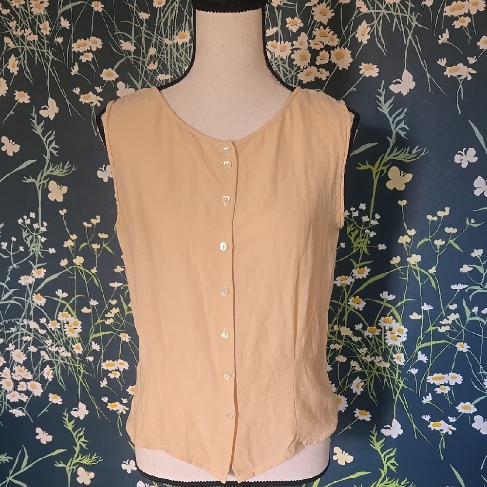 Silk Beige Button-Up Top